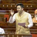Raghav Chadha speaking in Rajya Sabha during Union Budget discussion