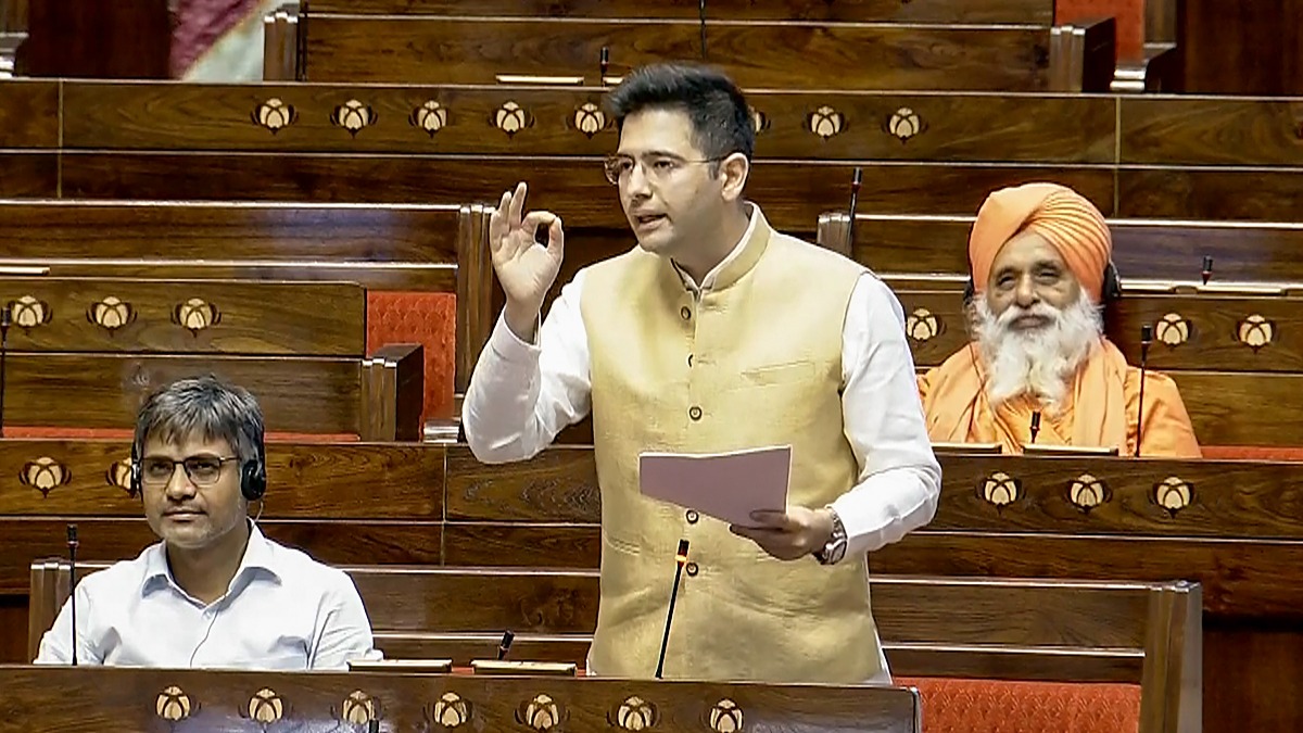 Raghav Chadha speaking in Rajya Sabha during Union Budget discussion